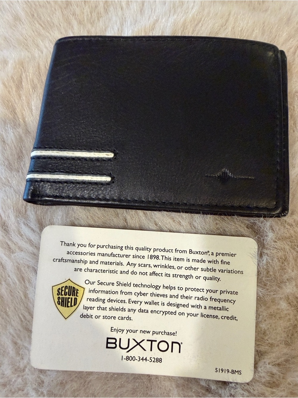 Buxton Black Embossed Leather Men's Wallet